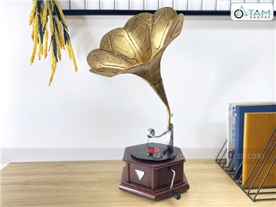 Mô hình máy phát nhạc loa kèn cổ điển cỡ lớn [Kim loại - Dày đẹp] MAYHAT-01